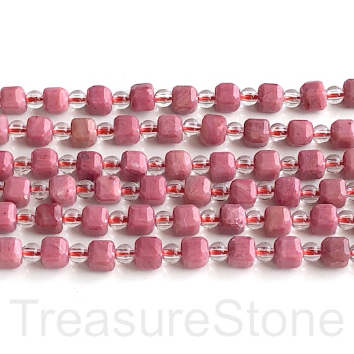 Bead, rhodonite, 5mm faceted cube. 15", 43pcs - Click Image to Close