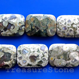 Bead, rhyolite, 22x30mm faceted rectangle. Sold pkg of 13.