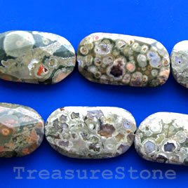 Bead, rhyolite, 22x40mm faceted freeform nugget. Sold pkg of10.