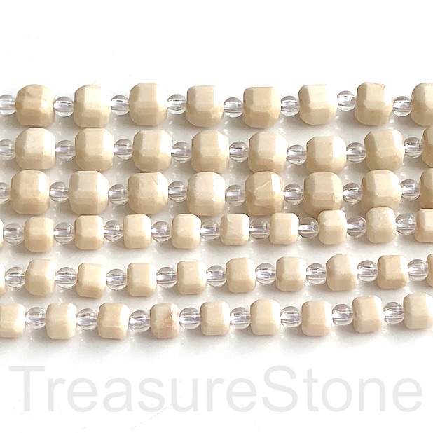 Bead, river stone, 5mm faceted cube. 15", 44pcs