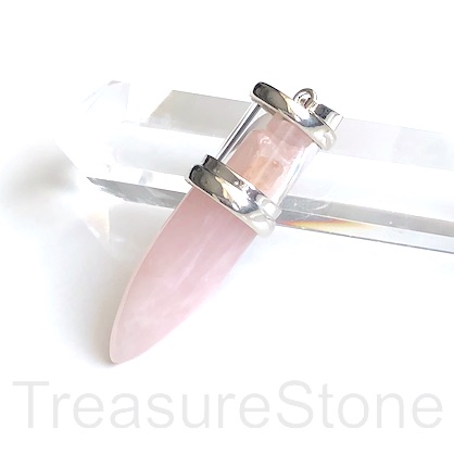 Pendant, rose quartz. 16x48mm bullet. Each.
