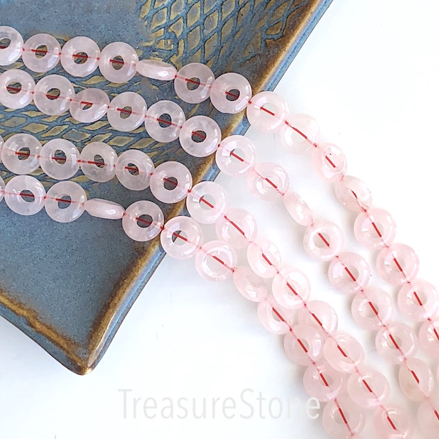 Bead, rose quartz, 10/3mm donut. 15.5-inch strand, 39pcs
