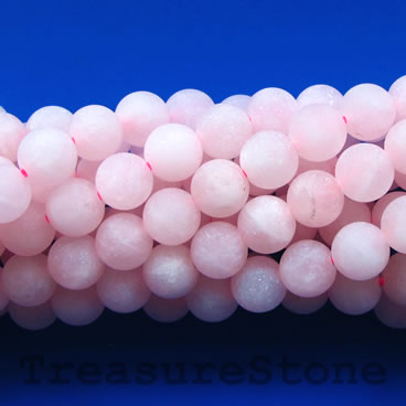 Bead, rose quartz, matte, frosted, 6mm round. 15-inch, 61pcs.
