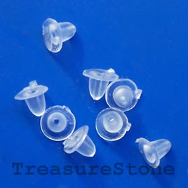 Earnut, Earring stoppers, rubber, clear, 5x4mm. Pkg of 60 - Click Image to Close