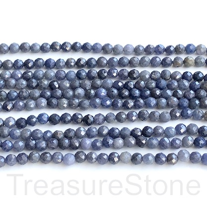 Bead, sapphire, 3mm faceted round, grade B-, 15"