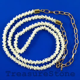 Necklace Cord, gold, soft white seed-beaded, 6mm, 30 inch