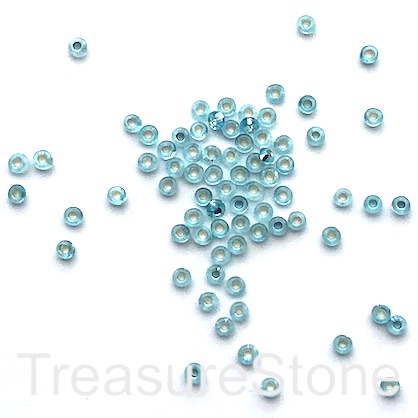 Seed bead, glass, aquamarine, #10, 2mm round.18gram, 1500pcs