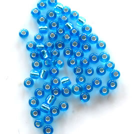 Seed bead, glass, blue, #10, 2mm round. 18-gram, about 1500pcs.