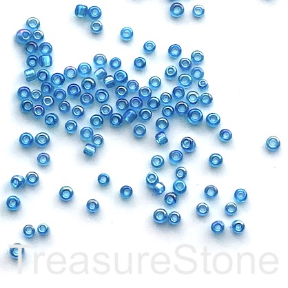 Seed bead, glass, blue AB, #10, 2mm round.18gram, about 1500pcs.