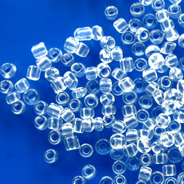 Seed bead, glass, clear, #10, 2mm round. 15-gram, about 1200pcs.