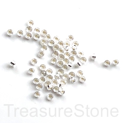 Seed bead,glass,clear,silver center, #10, 2mm round.15g, 1200pcs