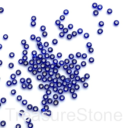 Seed bead, glass, cobalt blue, #10, 2mm round. 15gram, 1200pcs