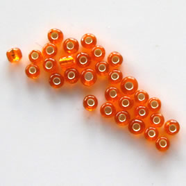 Seed bead, glass,orange, #10, 2mm round. 15-gram, about 1200pcs.