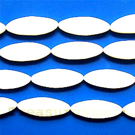 bead, shell, white, 11x28mm oval. Sold per 16-inch strand.
