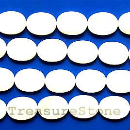 Bead, shell, white, 15x20mm oval. Sold per 16-inch strand.