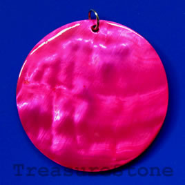 Pendant, shell, 49mm round. Sold individually. - Click Image to Close