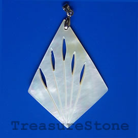 Pendant, shell, 38x52mm. Sold individually.