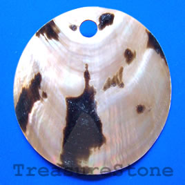 Pendant, shell, 60mm round. Sold individually.