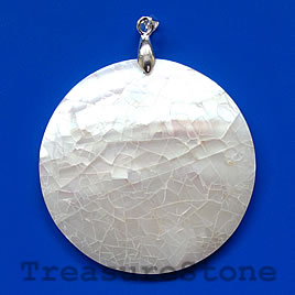Pendant, shell, 45mm round. Sold individually. - Click Image to Close