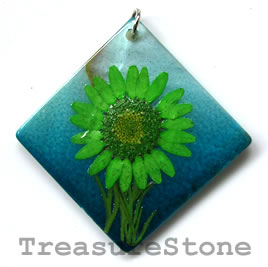 Pendant, shell, 55mm flower. Sold individually.