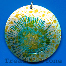 Pendant, shell, 49mm round. Sold individually. - Click Image to Close
