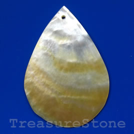 Pendant, shell, 40x60mm teardrop. Sold individually.