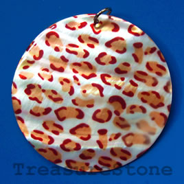 Pendant, shell, 50mm round. Sold individually.