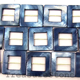 Bead, shell, dark blue (dyed), 20/11mm square. 16-inch strand.