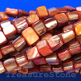 Bead, shell, orange chip (dyed). Sold per 15.5-inch strand.