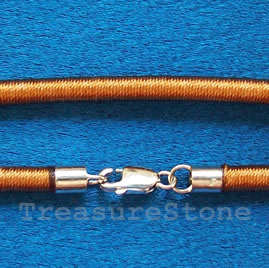 Cord, silk w sterling silver clasp, connector, gold, 18 inch