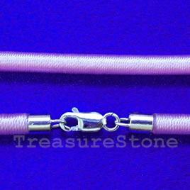 Cord, silk w sterling silver clasp, connector, violet, 18 inch