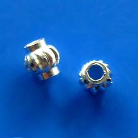 Bead, silver-plated brass, 4mm lantern, pkg of 12 pcs