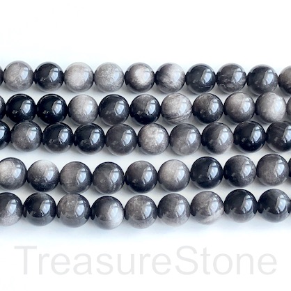 Bead, silver sheen obsidian, 10mm round. 15 inch, 38pcs