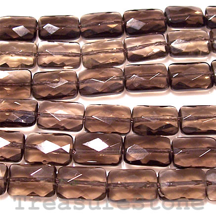 Bead, smoky quartz, 8x12mm faceted rectangle. 16-inch strand.