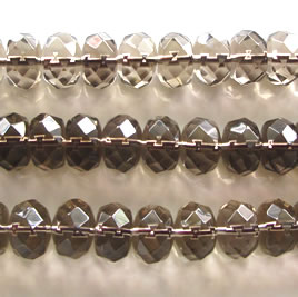 Bead, smoky quartz, 8x12mm faceted rondelle. 15 inch. - Click Image to Close