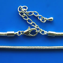 Bracelet Chain, rhodium-plated brass, 3mm snake, 8 inches. ea