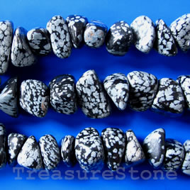 Bead, snowflake obsidian, 14x16 mm nugget. 15.5-inch strand.