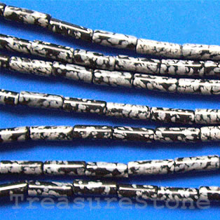 Bead, snowflake obsidian, 4x13mm tube. 16-inch strand.