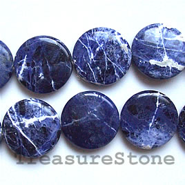 Bead, sodalite, 15x4mm flat round. 16-inch strand. - Click Image to Close
