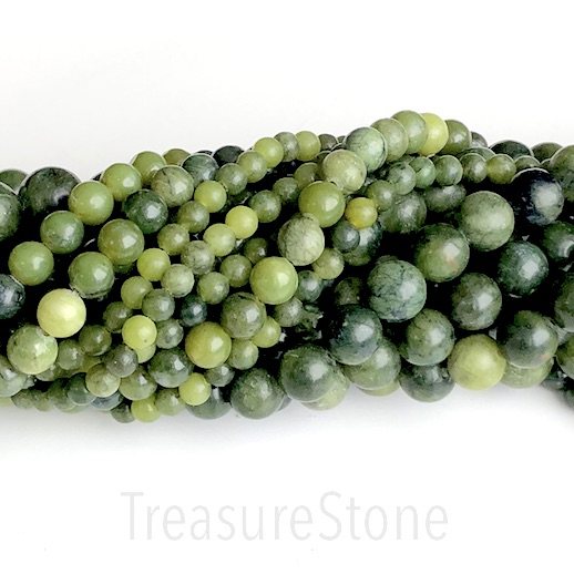 Bead, Southern jade, darker, 8mm round. 15.5-inch strand. 45pcs.