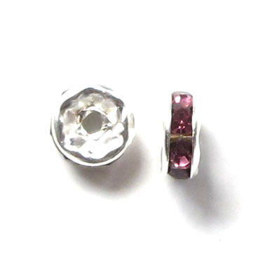 A wholesale,Spacer bead, silver plated, purple, 6mm round.100pcs