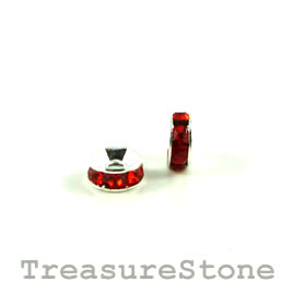 A wholesale,Spacer bead, silver plated, red, 6mm round. 100pcs