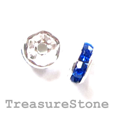 A wholesale,Spacer bead, silver plated, royal blue,6mm round.100