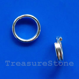 Split rings, silver-coloured, steel, 6mm round. Pkg of 100.