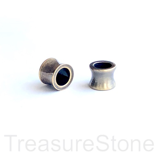 Bead,stainless steel,brass,10x8mm shaped tube,large hole:6mm. Ea