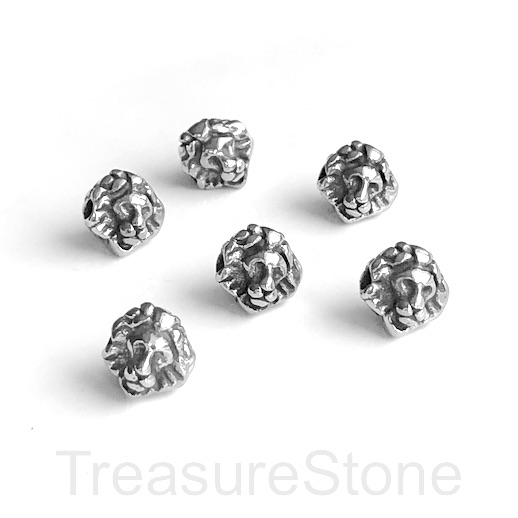 Bead, stainless steel, 10mm lion head. Each