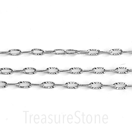 Chain, stainless steel, 3.5x8mm patterned oval. 1 meter.