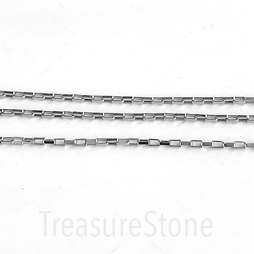 Chain, stainless steel, 2x4mm rectangle box. 1 meter.