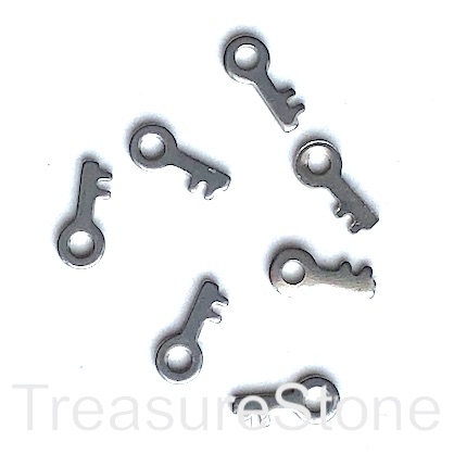 Charm, stainless steel, 4x10mm key. pack of 7