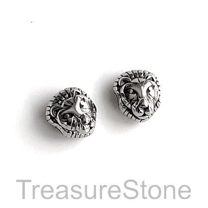 Bead, stainless steel, 10x12mm lion head. Each